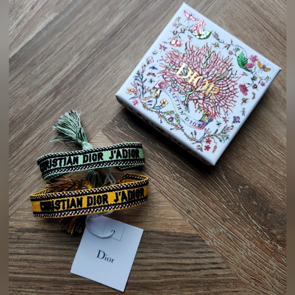 Dior Textile J'Adior Bracelet Set Yellow And Green - Picture 1 of 13